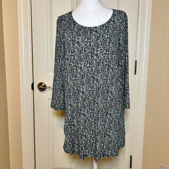 J Jill Wearever Collection Tunic Top Green and Blue Size Medium Stretch Jersey - Picture 2 of 10